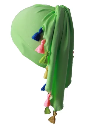 No Tie Bandana for Teen - Apple Green with Tassels