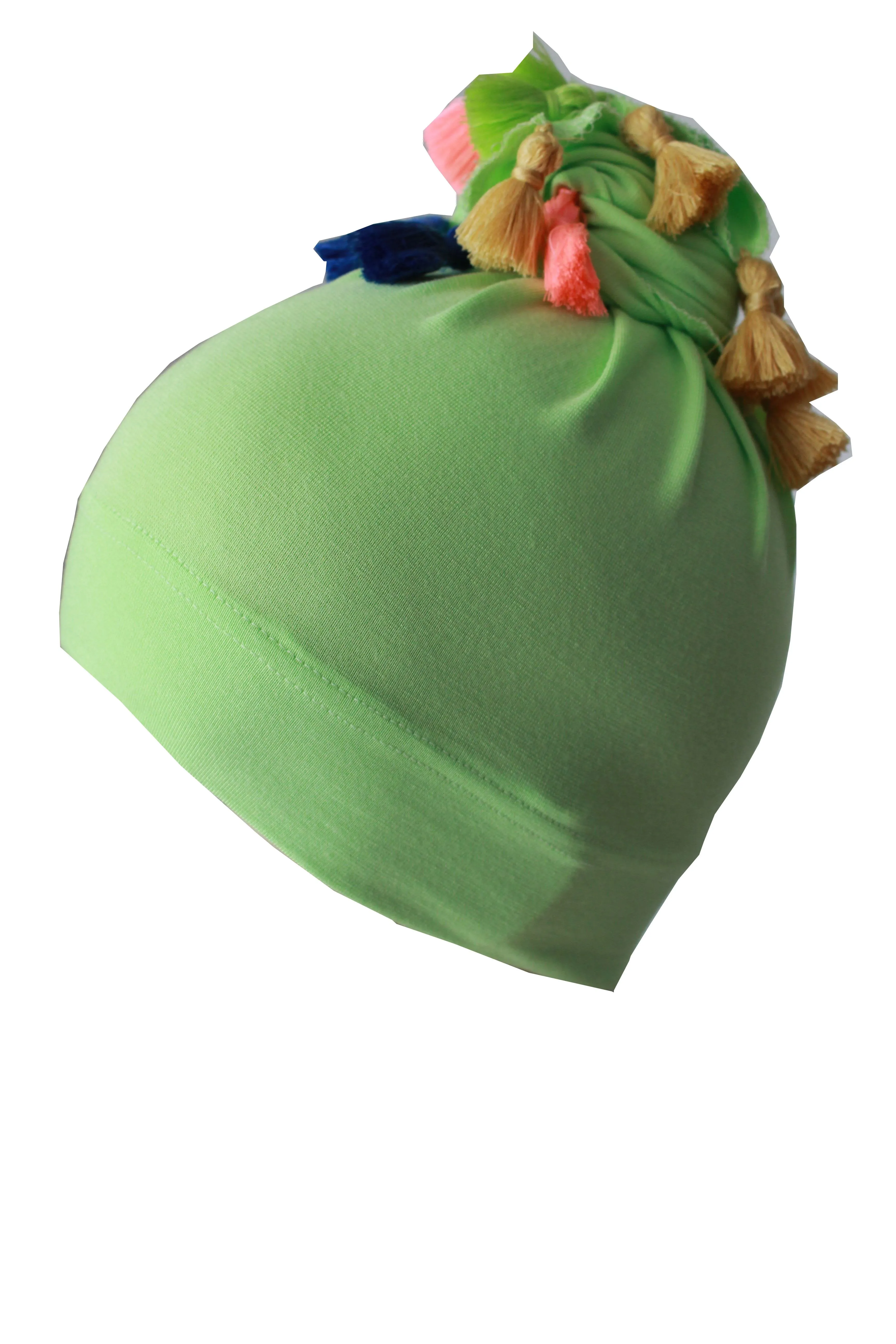 No Tie Bandana for Teen - Apple Green with Tassels