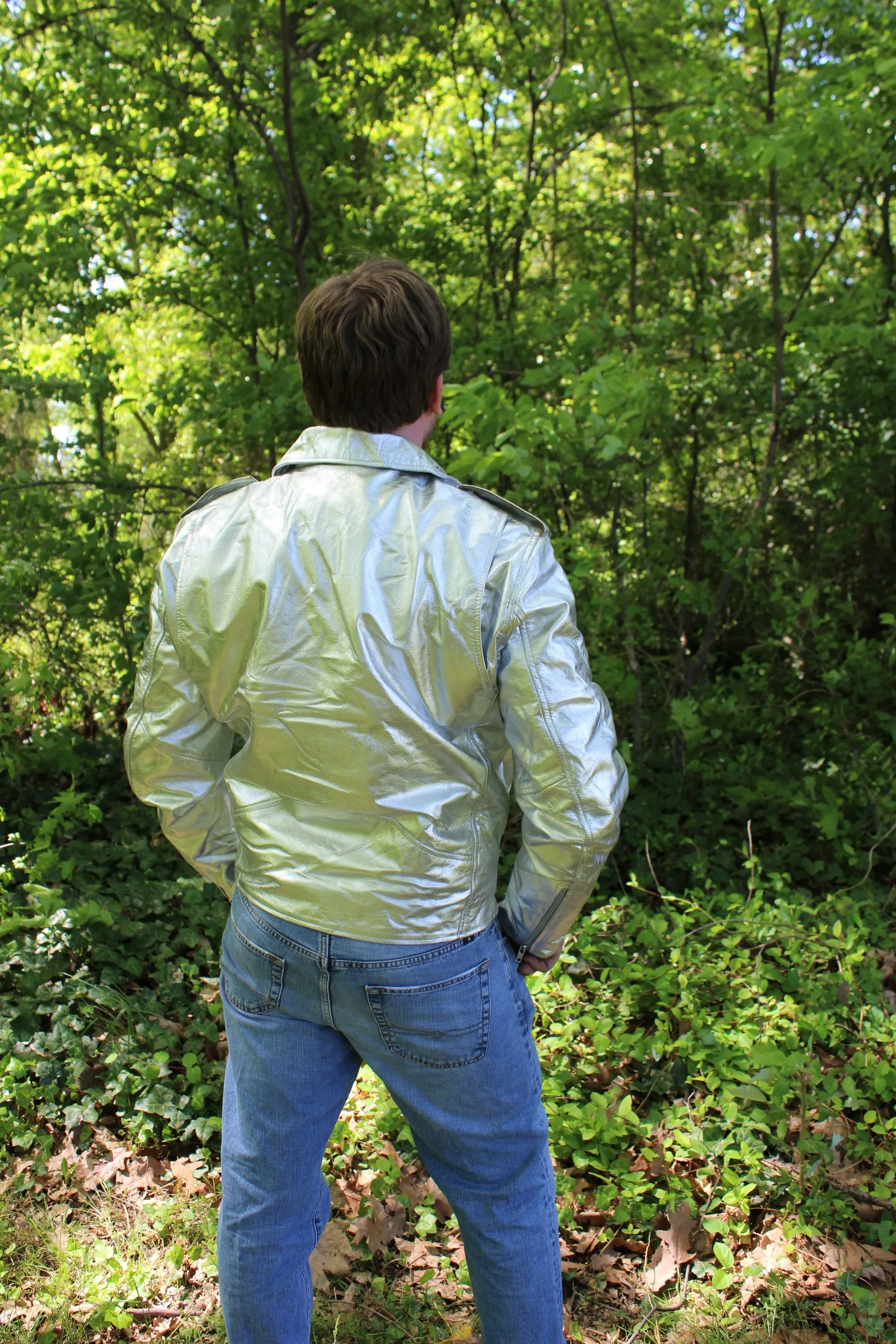 OnF Leather Biker Jackets in Gold