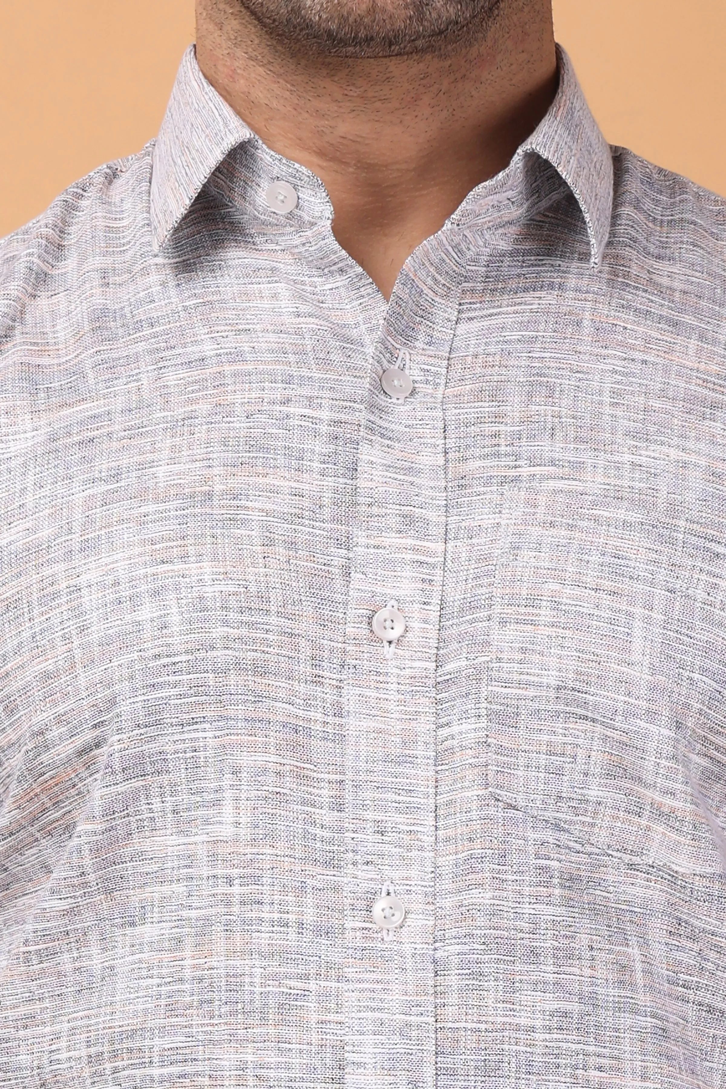 Opulent Grey Cotton Linen Shirt