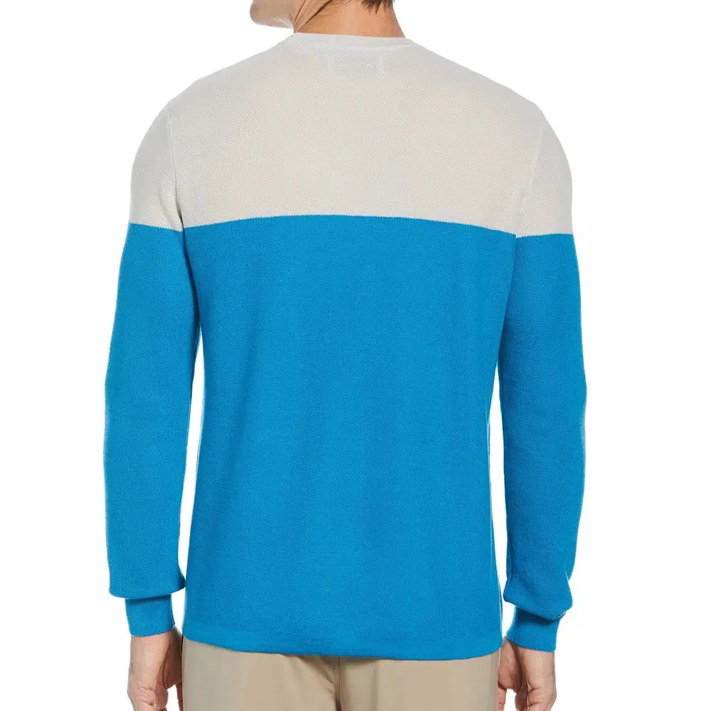 Original Penguin Mens Golf Jumper Textured Crew Neck Sweater - PEARL BLUE