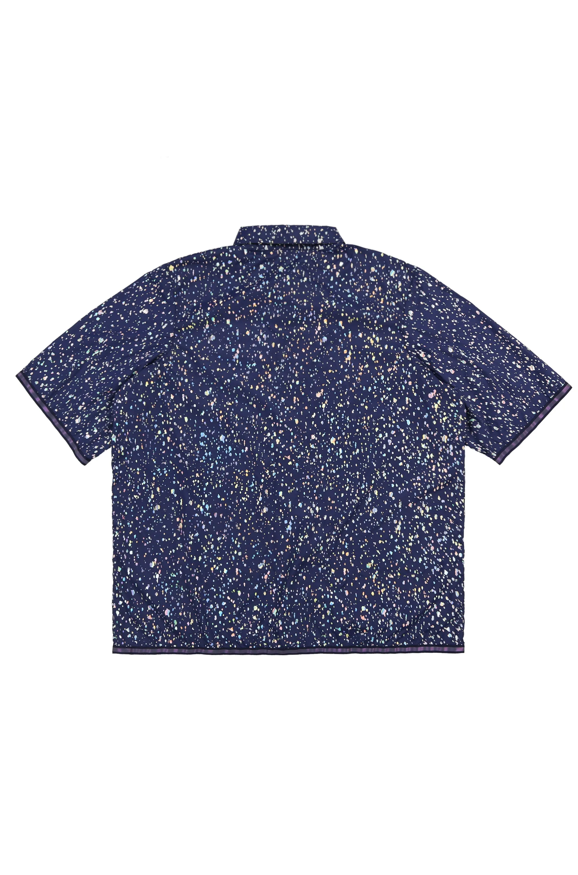 Oyster Pearl Splatter SS Button Up (Navy Iridescent)