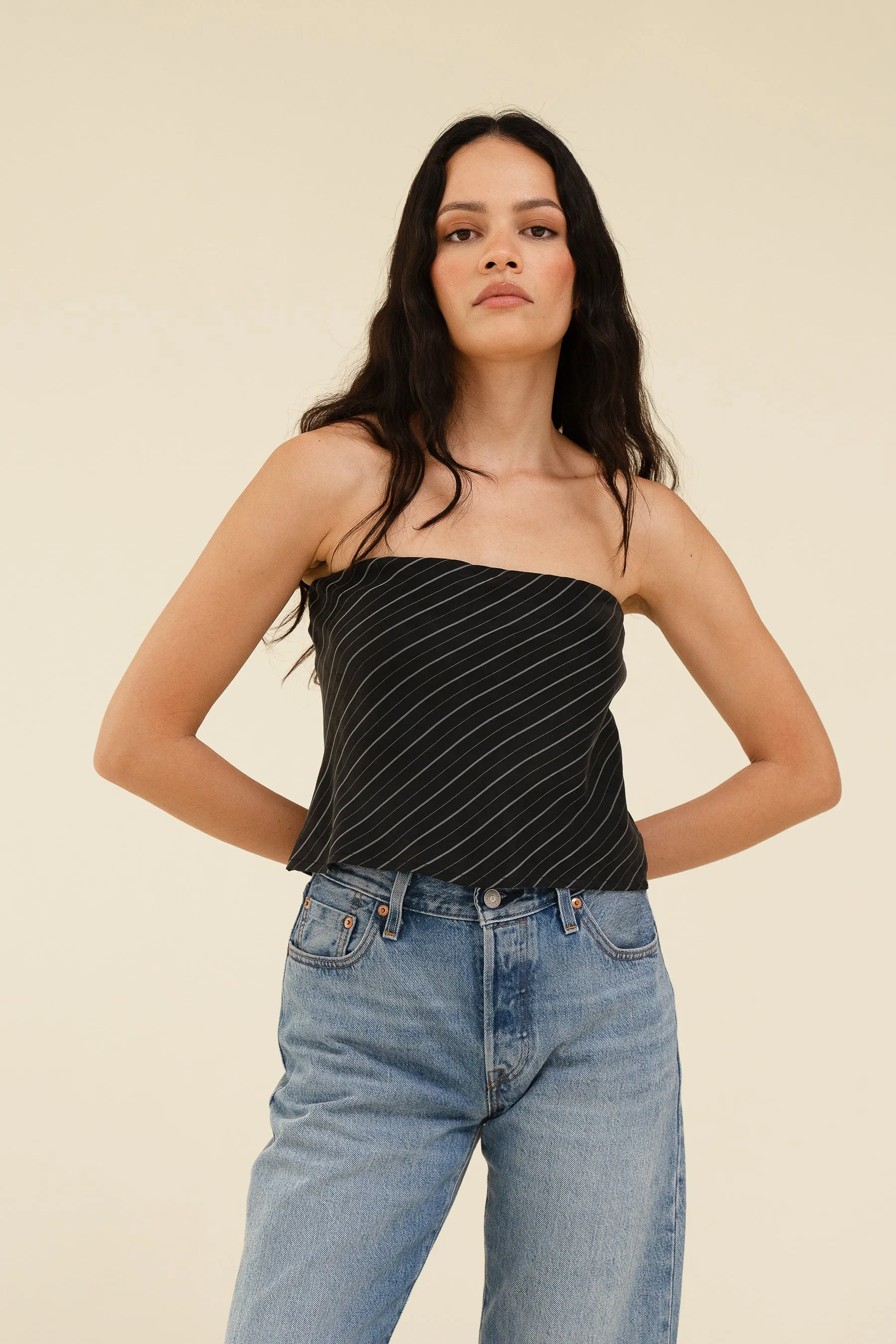 PAMELA TOP - PINSTRIPE