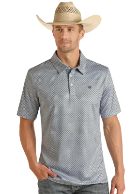 Panhandle Slim® Men's Blue Geo Print Short Sleeve Polo Shirt