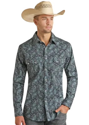 Panhandle Slim® Men's Rock N Roll Paisley Print Long Sleeve Snap Front Western Shirt