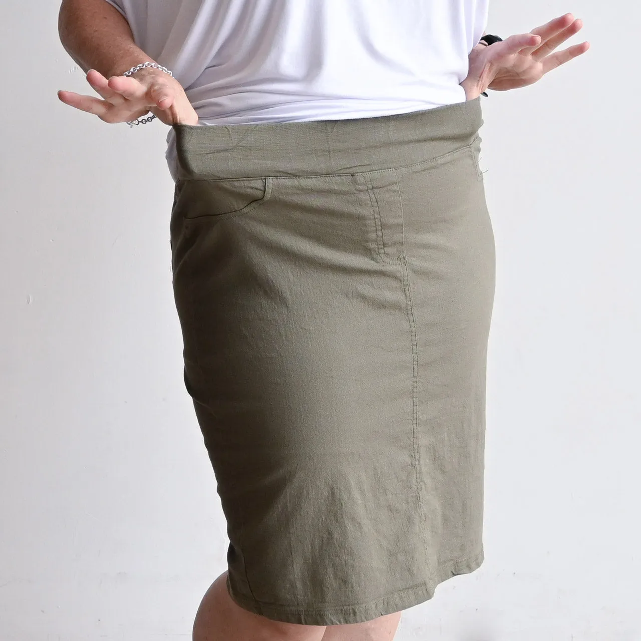 Pencil Skirt in Stretch Linen