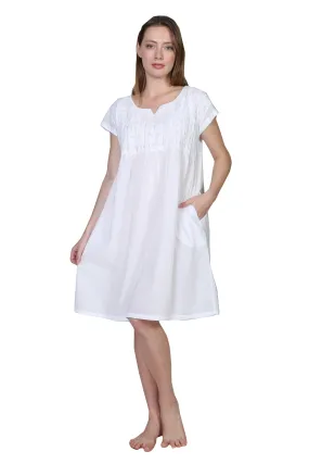 Pleated Bodice Lightweight Cotton Chemise