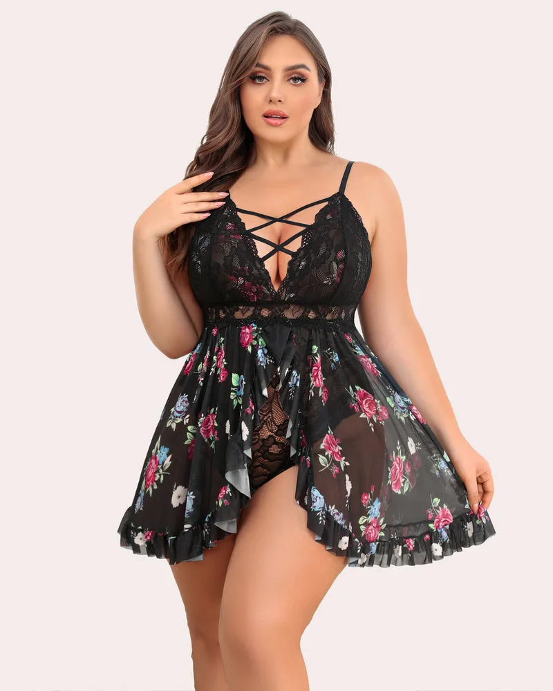 Plus Size Snap Crotch Babydoll