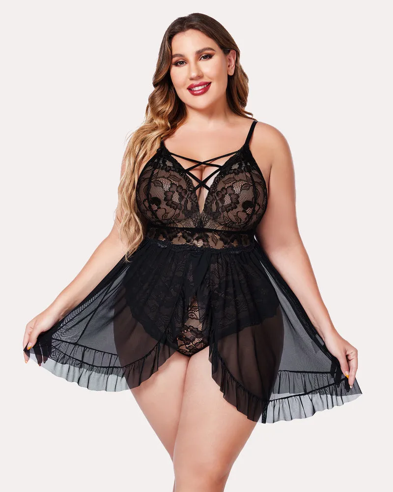 Plus Size Snap Crotch Babydoll