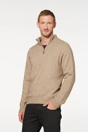 Possum Merino Short Zip Rib Sleeve Sweater