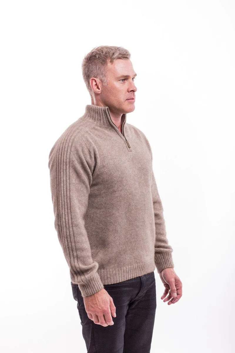 Possum Merino Short Zip Rib Sleeve Sweater