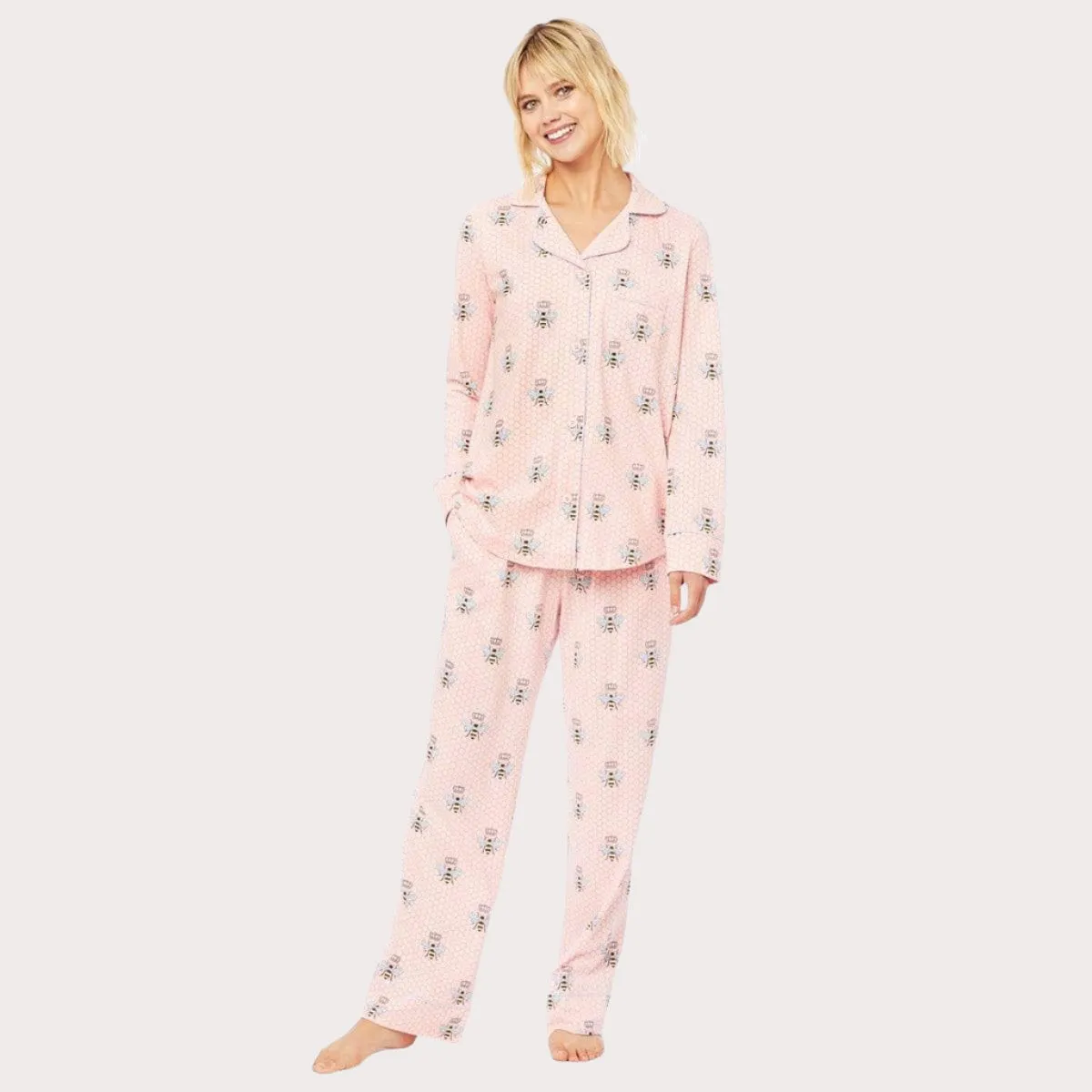 Queen Bee Pima Knit Long-Sleeved Pajama