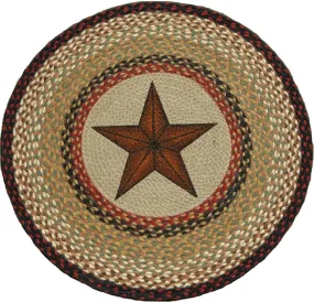 "Barn Star" Hand Printed Round Jute Rug - 27"