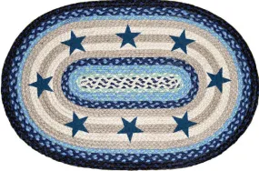 "Blue Stars" Oval Hand Printed Western Jute Rug