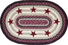 "Burgundy Stars" Oval Hand Printed Western Jute Rug