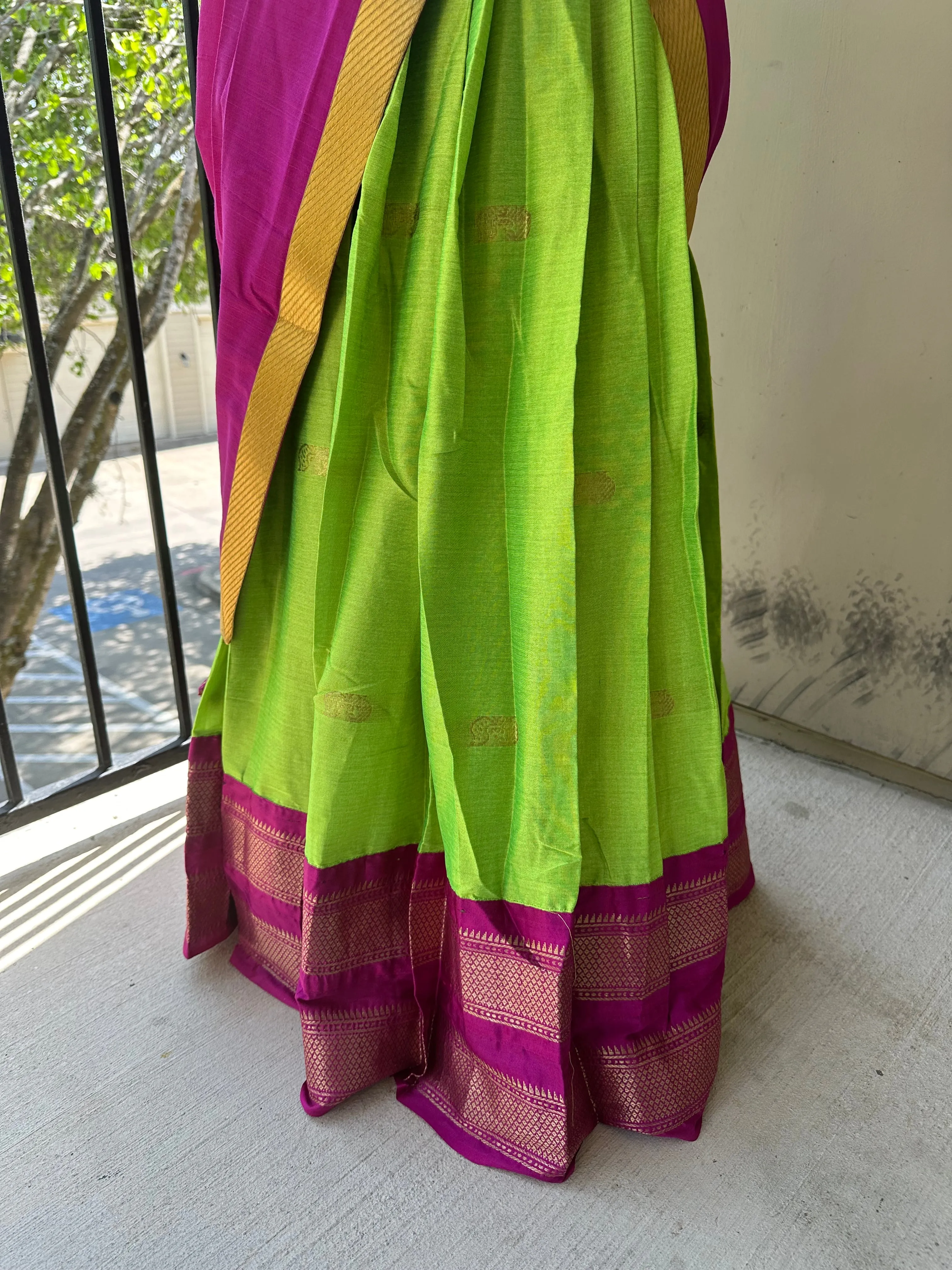 "Elegant Green and Vadamalli Half Saree"