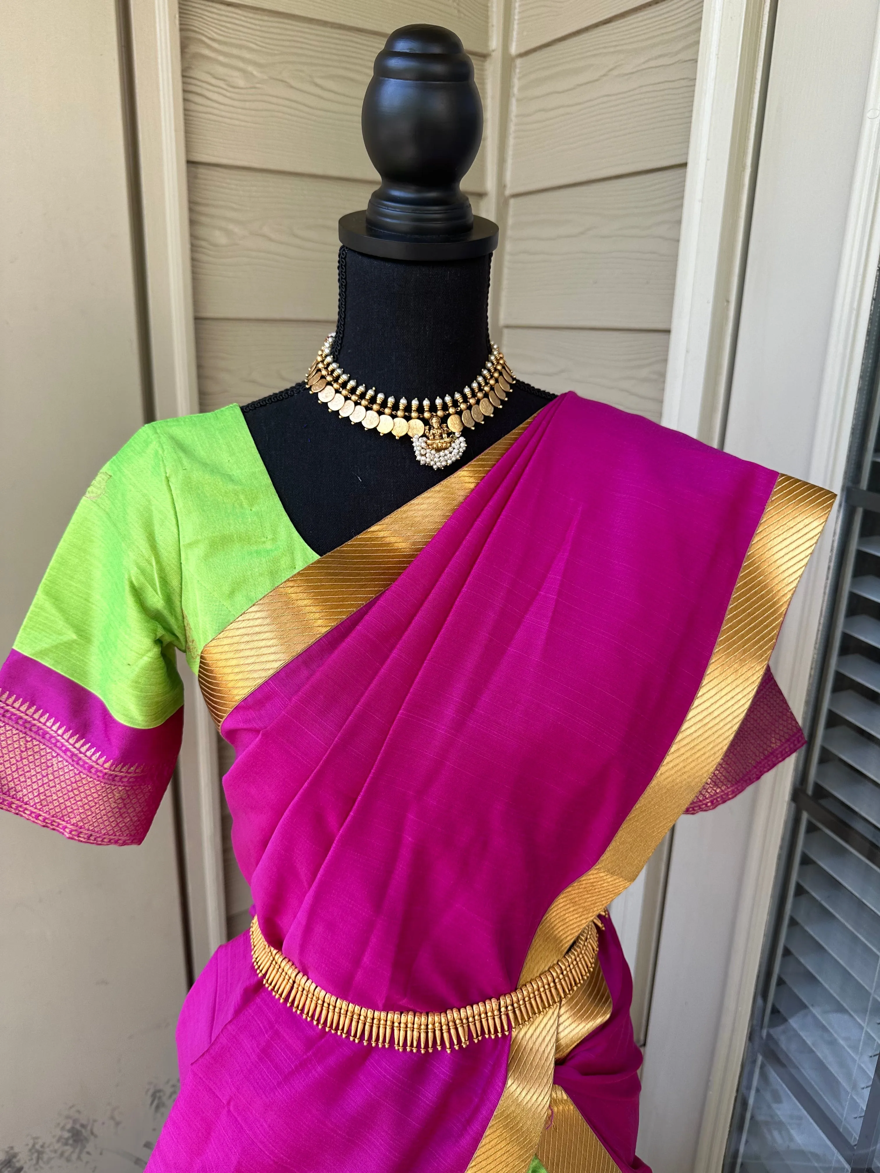 "Elegant Green and Vadamalli Half Saree"