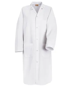 Red Kap 44.75 Inch Gripper Front Men White Butcher Wrap Lab Coat