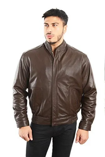 REED EST. 1950 Men's Coat Genuine Lambskin Leather Stand UP Collar S5Z Bomber Jacket - Imported