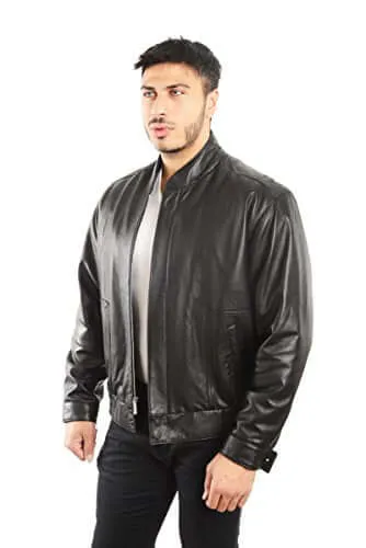 REED EST. 1950 Men's Coat Genuine Lambskin Leather Stand UP Collar S5Z Bomber Jacket - Imported