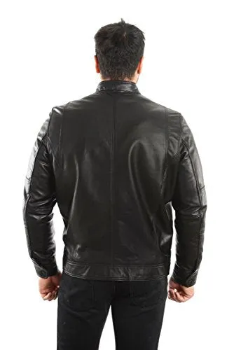 REED EST. 1950 Men's Genuine Lambskin Leather Biker Jacket - Imported