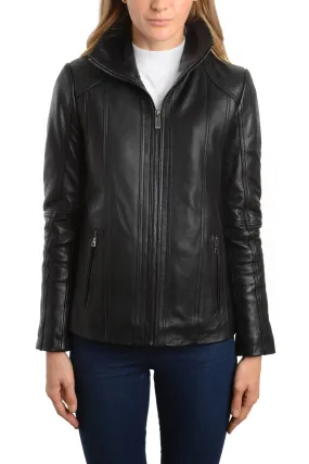 REED EST. 1950 Women's Jacket Genuine Lambskin Leather Stand UP Collar Winners Coat - Imported