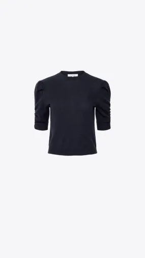 Ruched Sleeve Cashmere Sweater - Navy