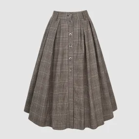 Santal 3 | Retro Plaid Midi Wool Skirt