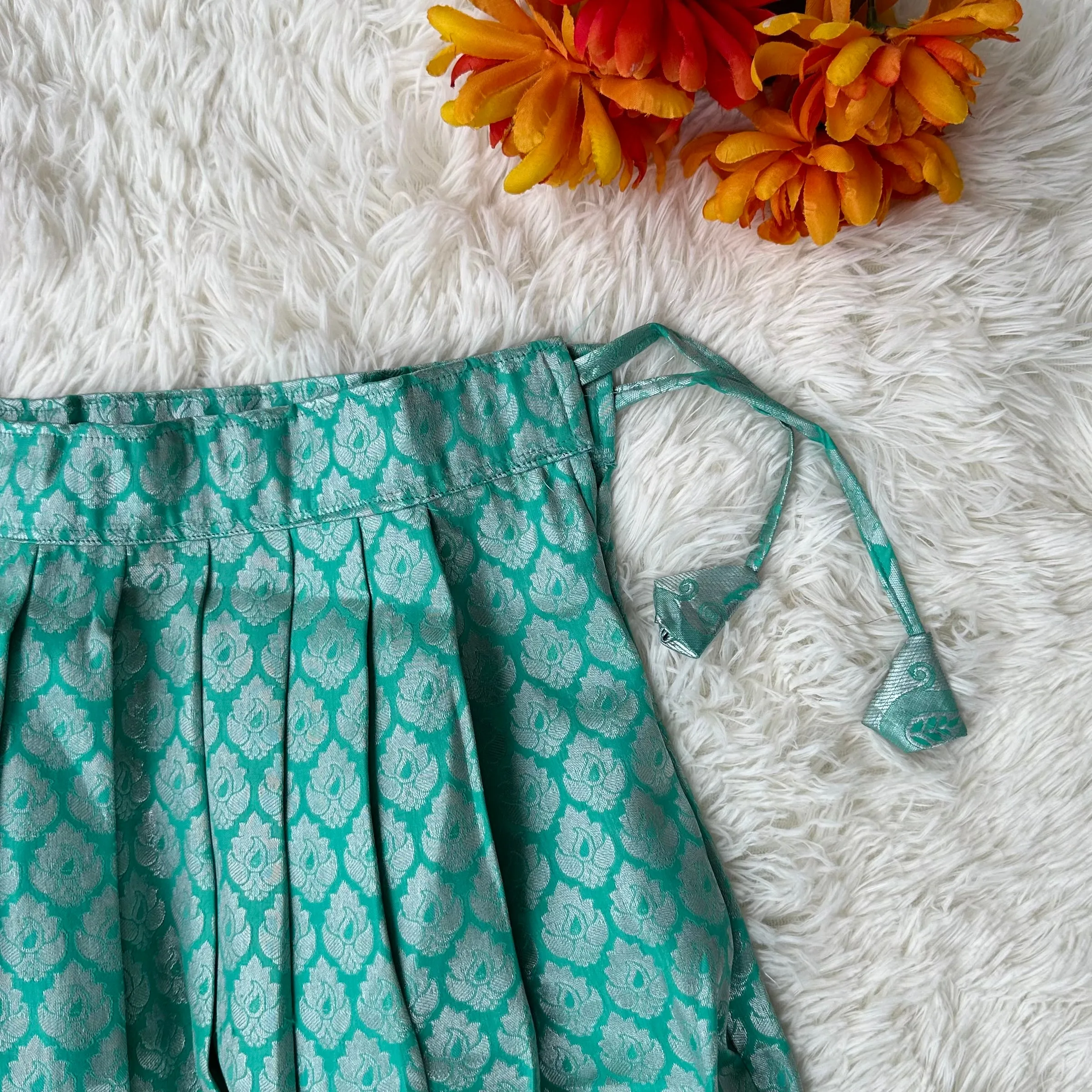 Sea Green Grandeur: Aari Work Top and Stunning Skirt Set