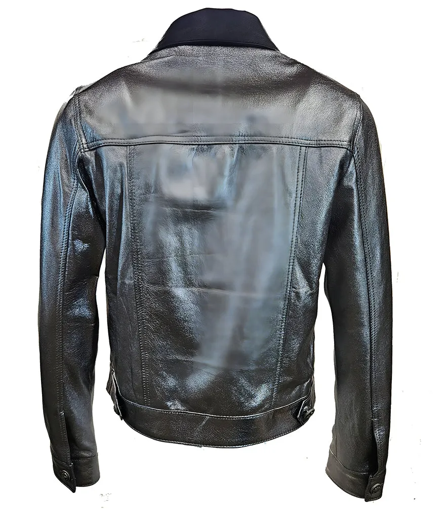 Silver/Black Leather Jacket