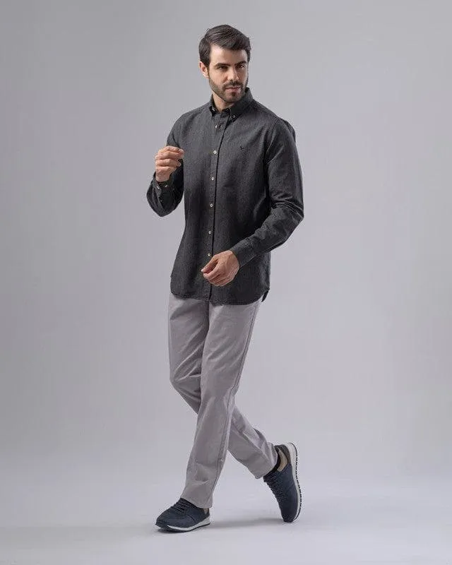 SLIM-FIT COTTON SHIRT  - GREY