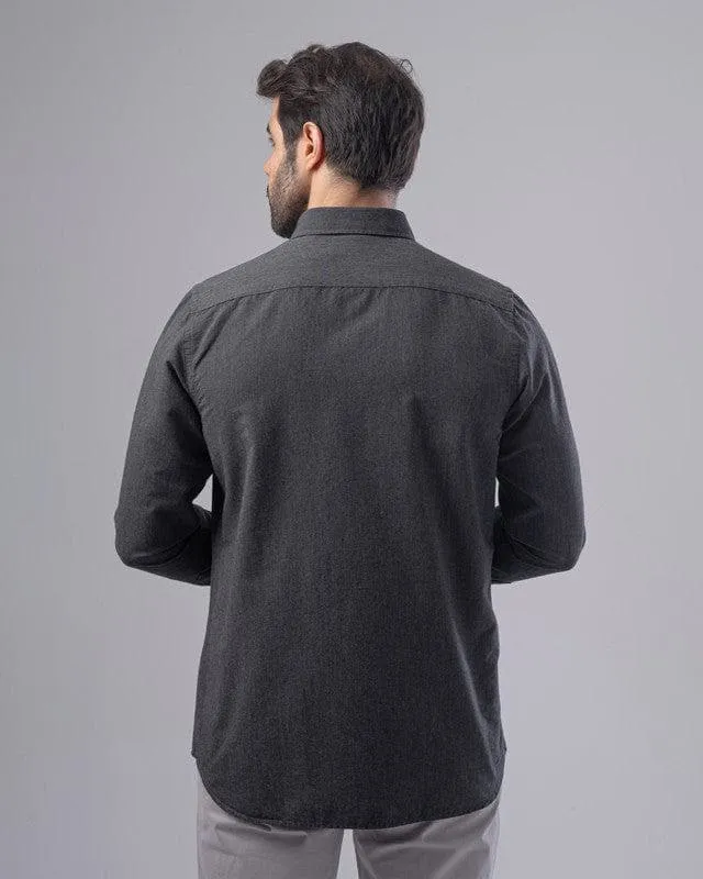 SLIM-FIT COTTON SHIRT  - GREY