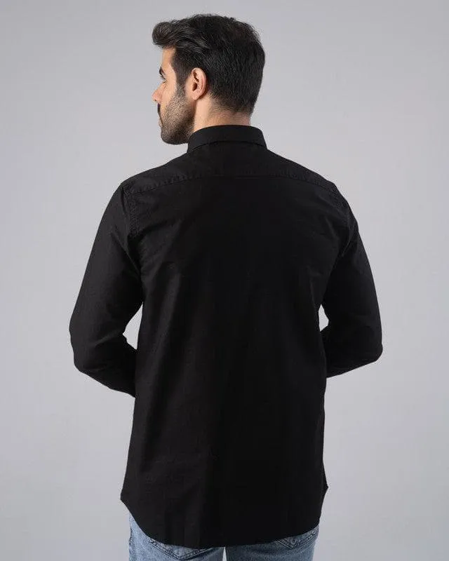 SLIM-FIT OXFORD SHIRT  - BLACK