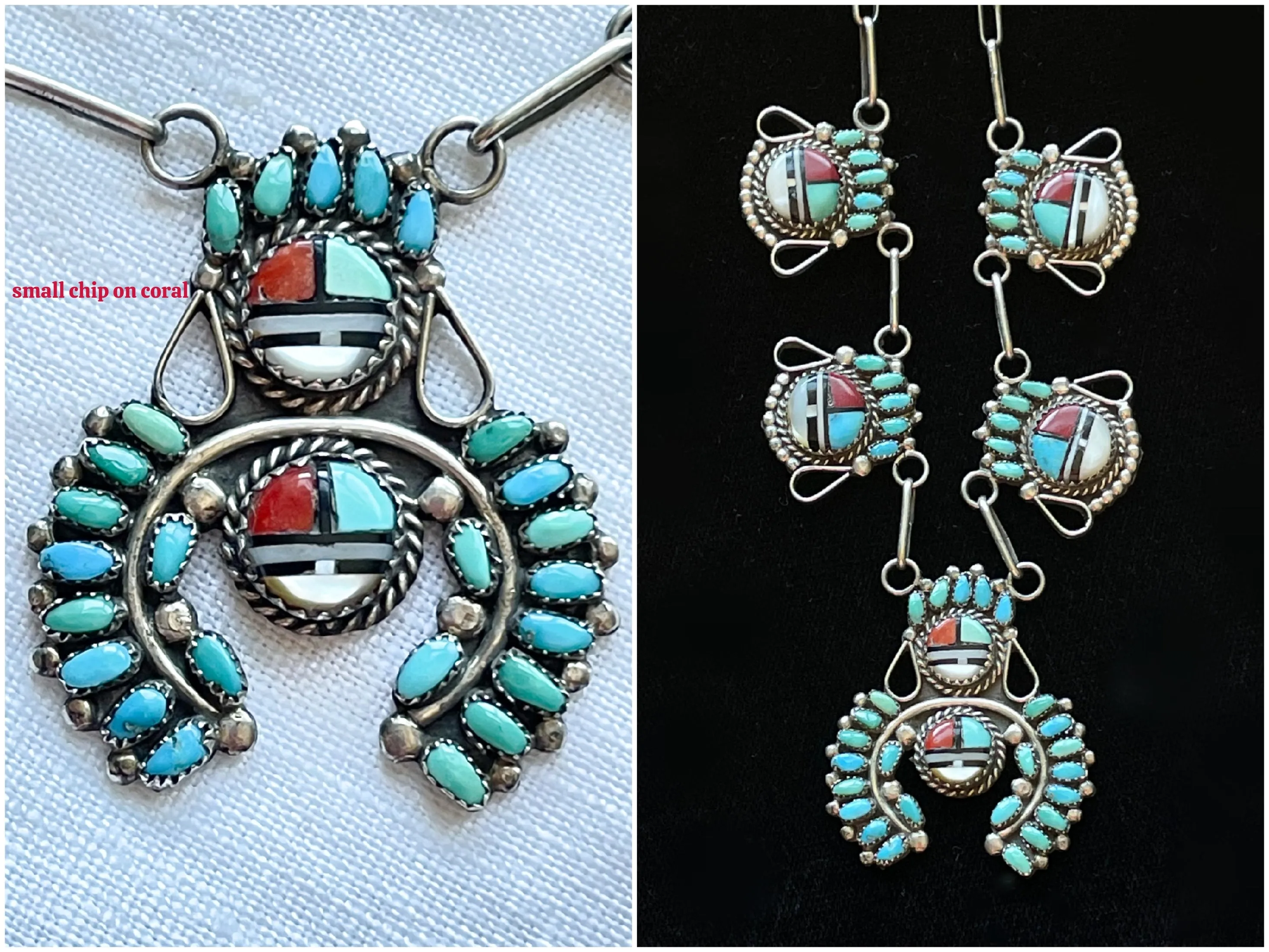 SOLD 1970s Vintage Zuni Sunface Pendant Necklace, Native American Necklace