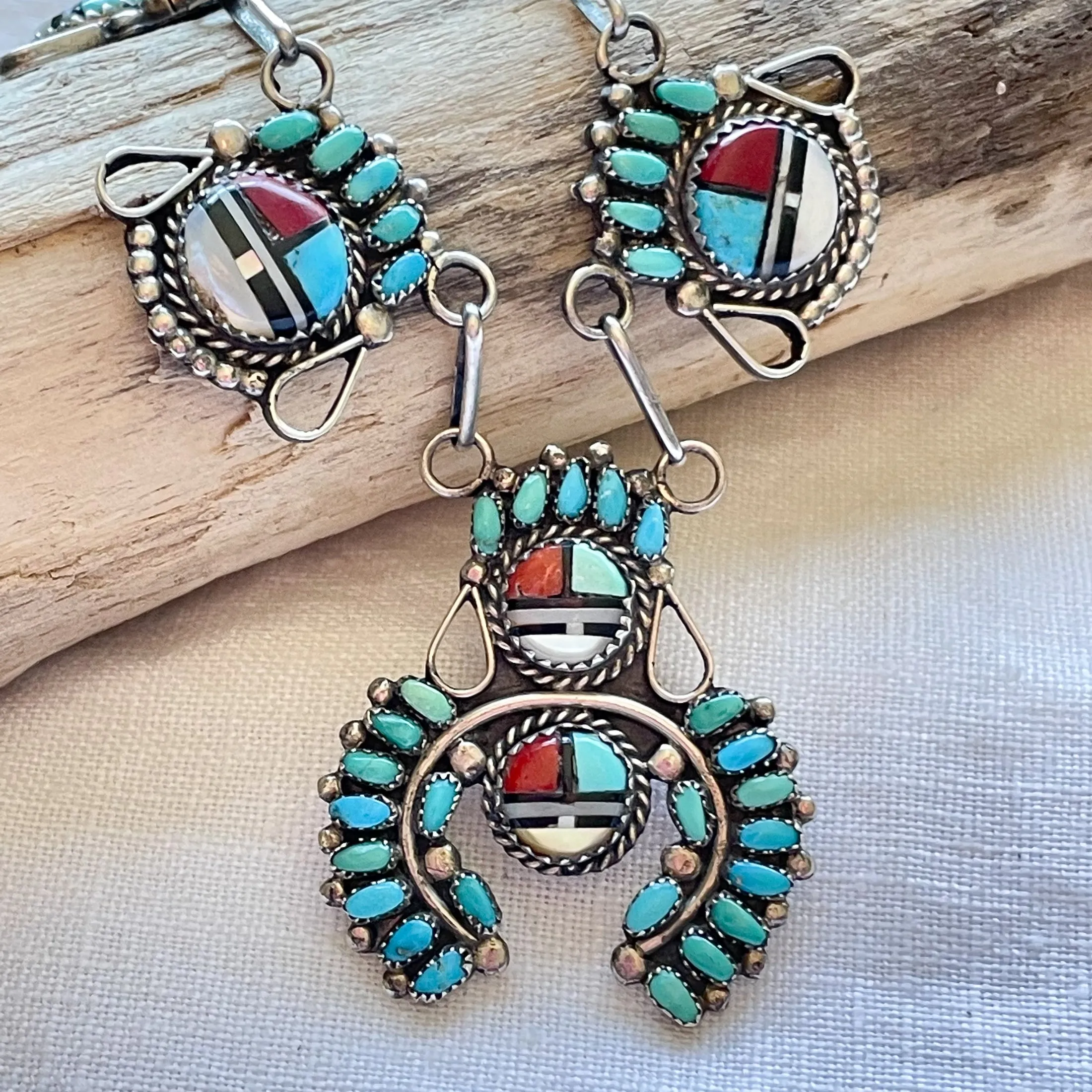 SOLD 1970s Vintage Zuni Sunface Pendant Necklace, Native American Necklace