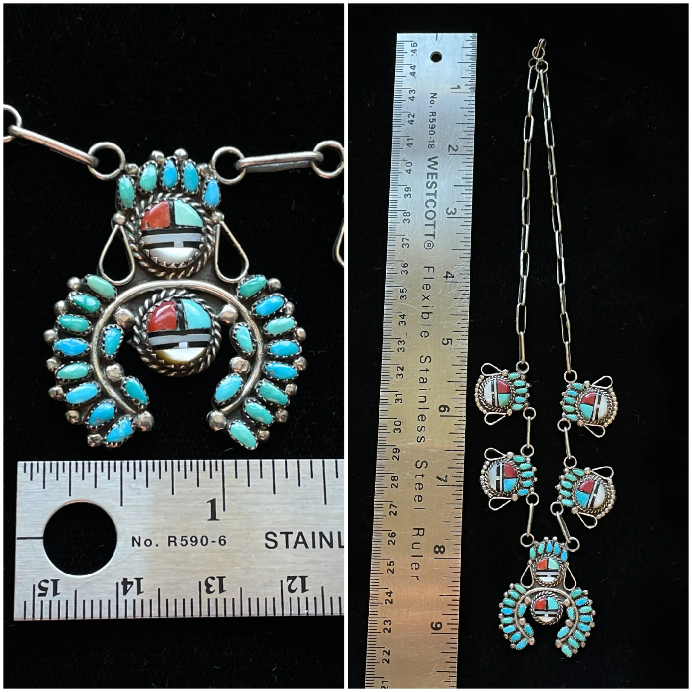 SOLD 1970s Vintage Zuni Sunface Pendant Necklace, Native American Necklace