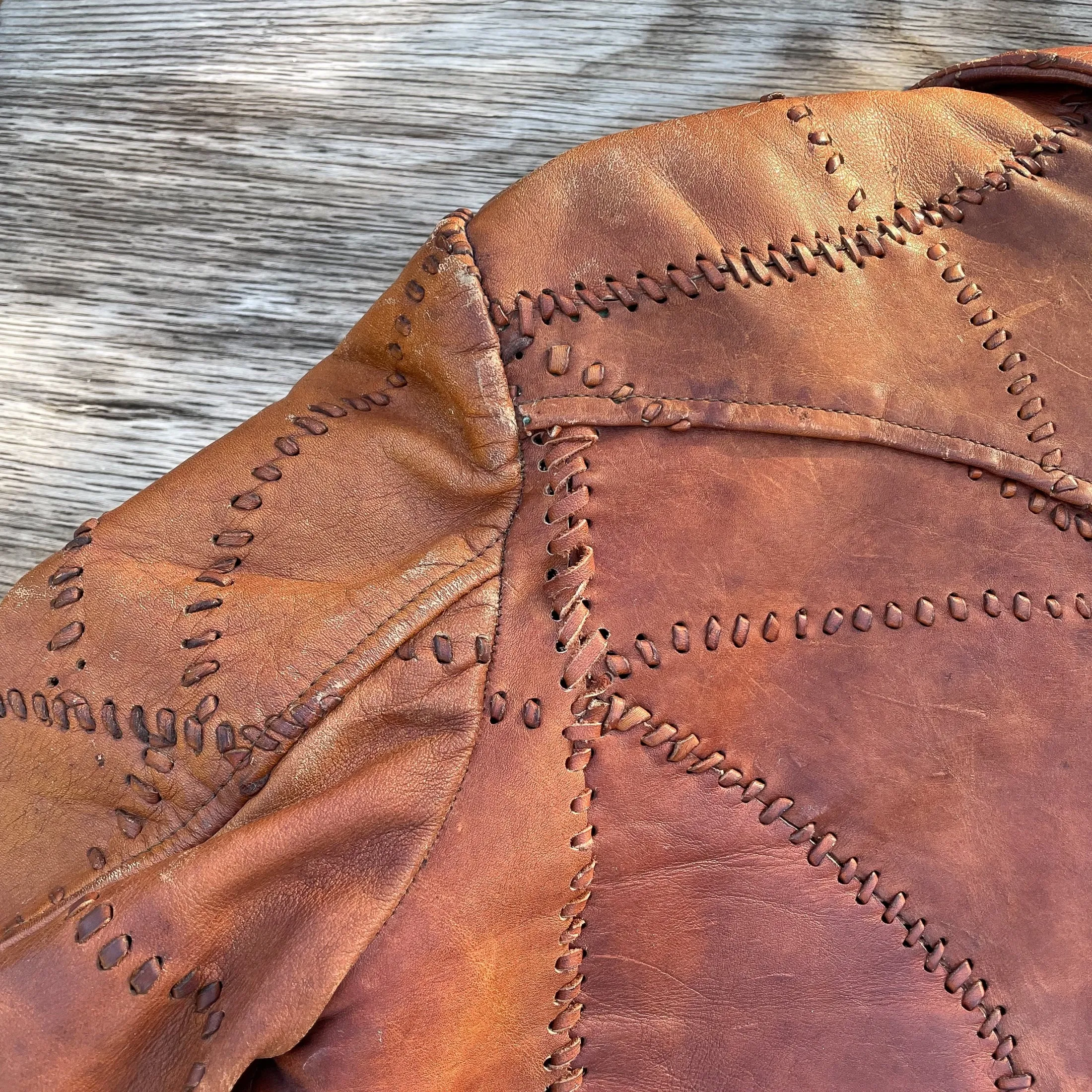 SOLD OOAK Vintage Patchwork Leather Jacket, Brown Leather Hippie Jacket Slim Fit