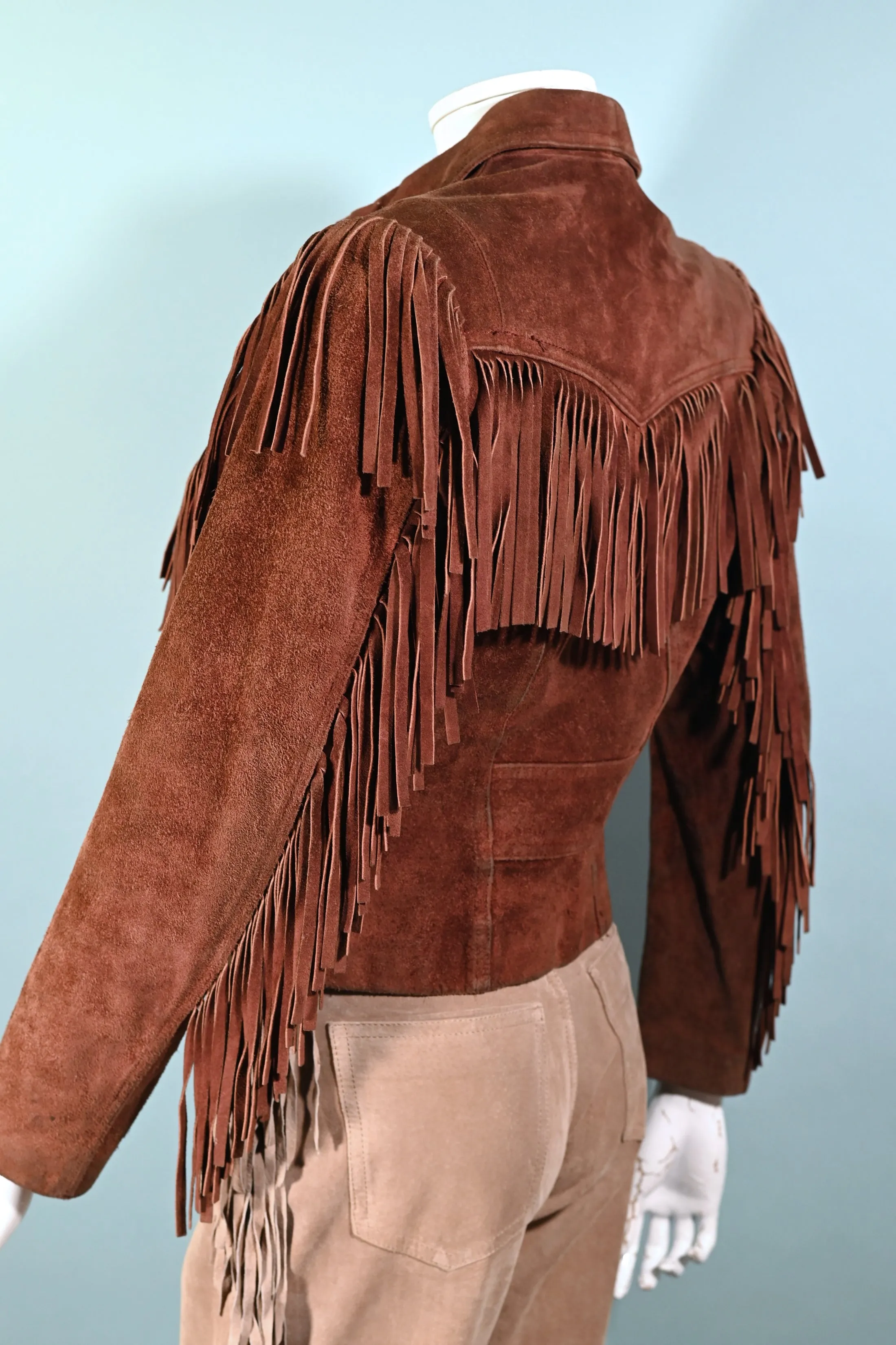 SOLD Vintage Cropped Suede Fringe Jacket, Rust Southwestern Jacket S