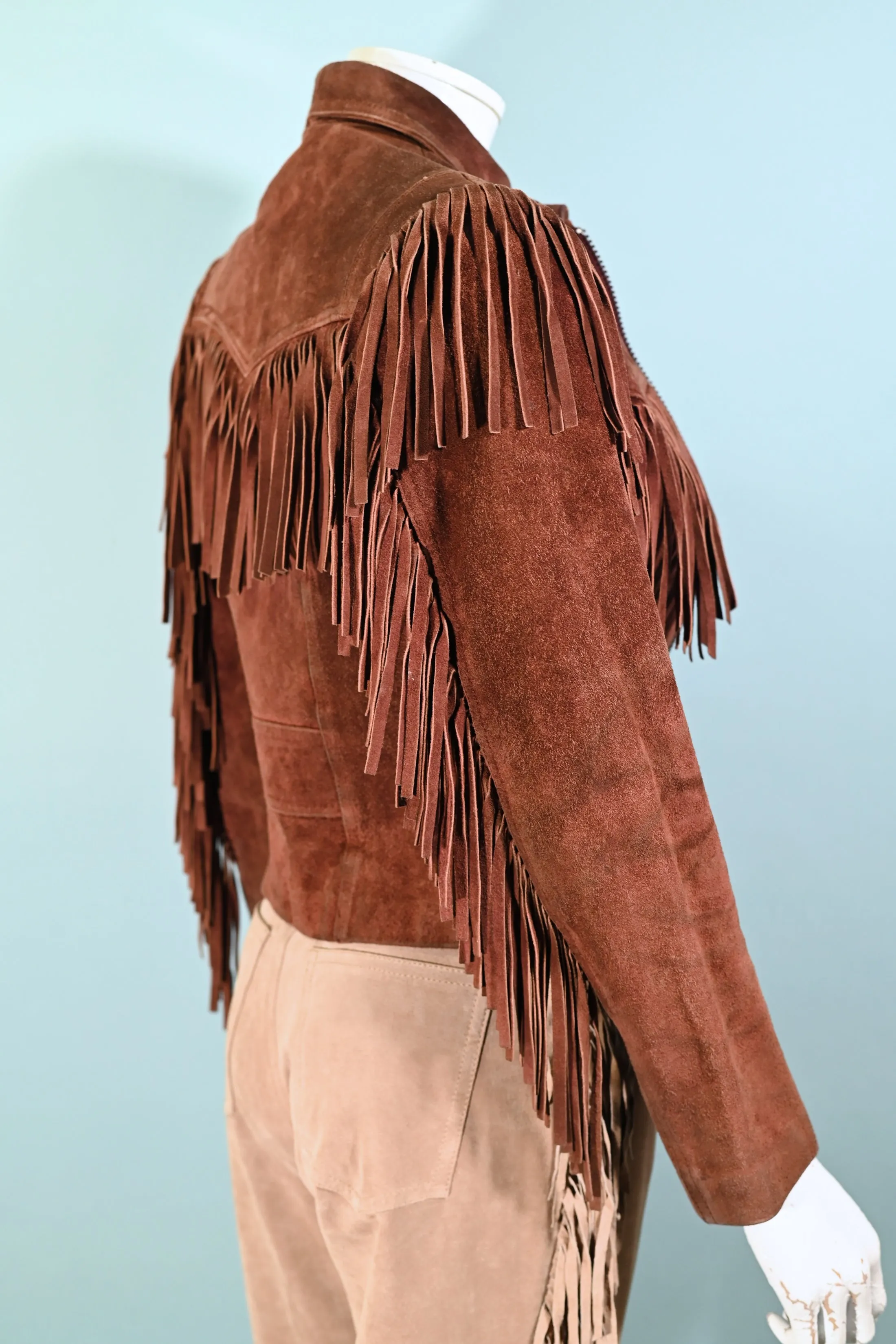 SOLD Vintage Cropped Suede Fringe Jacket, Rust Southwestern Jacket S