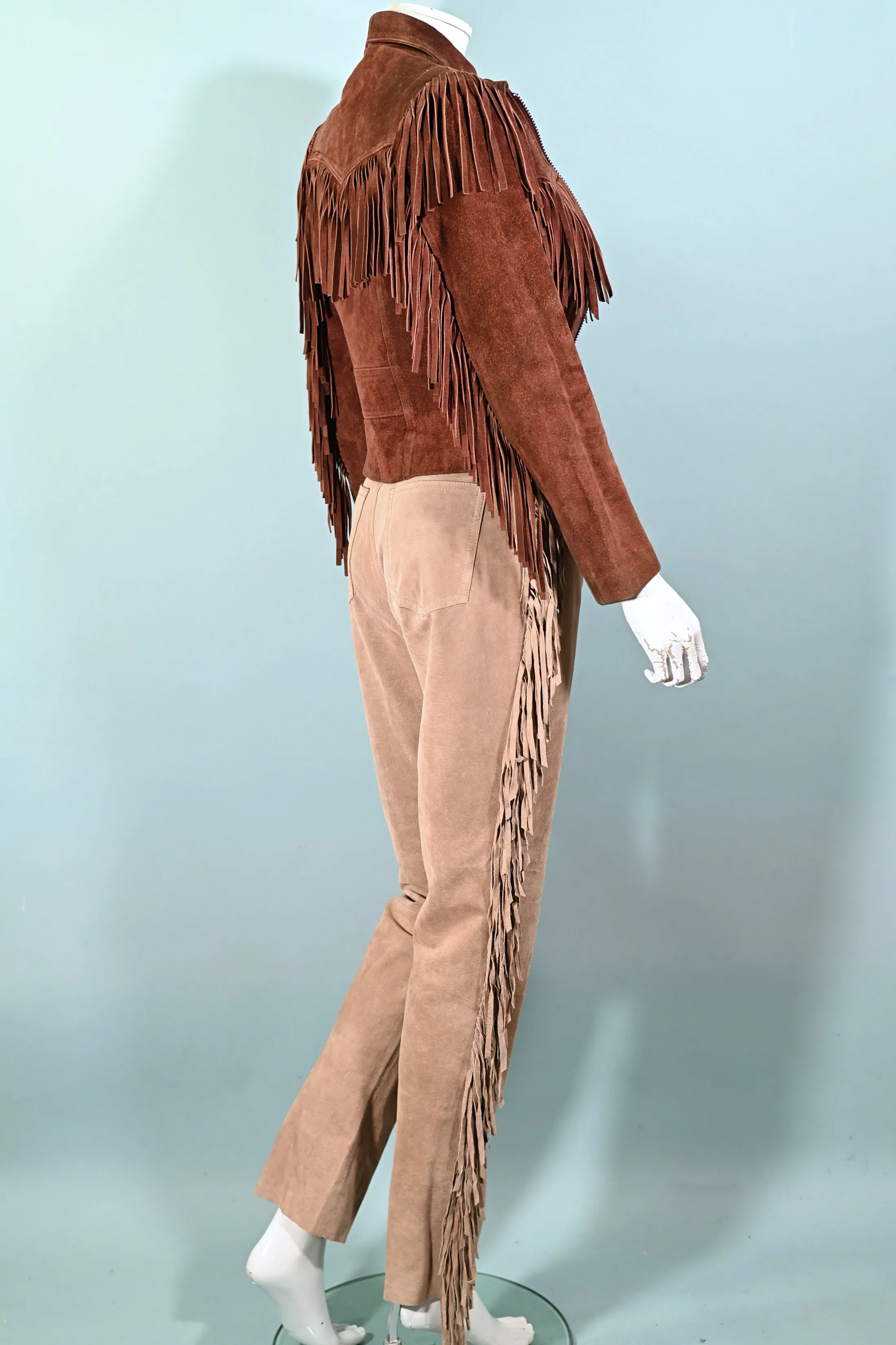 SOLD Vintage Cropped Suede Fringe Jacket, Rust Southwestern Jacket S