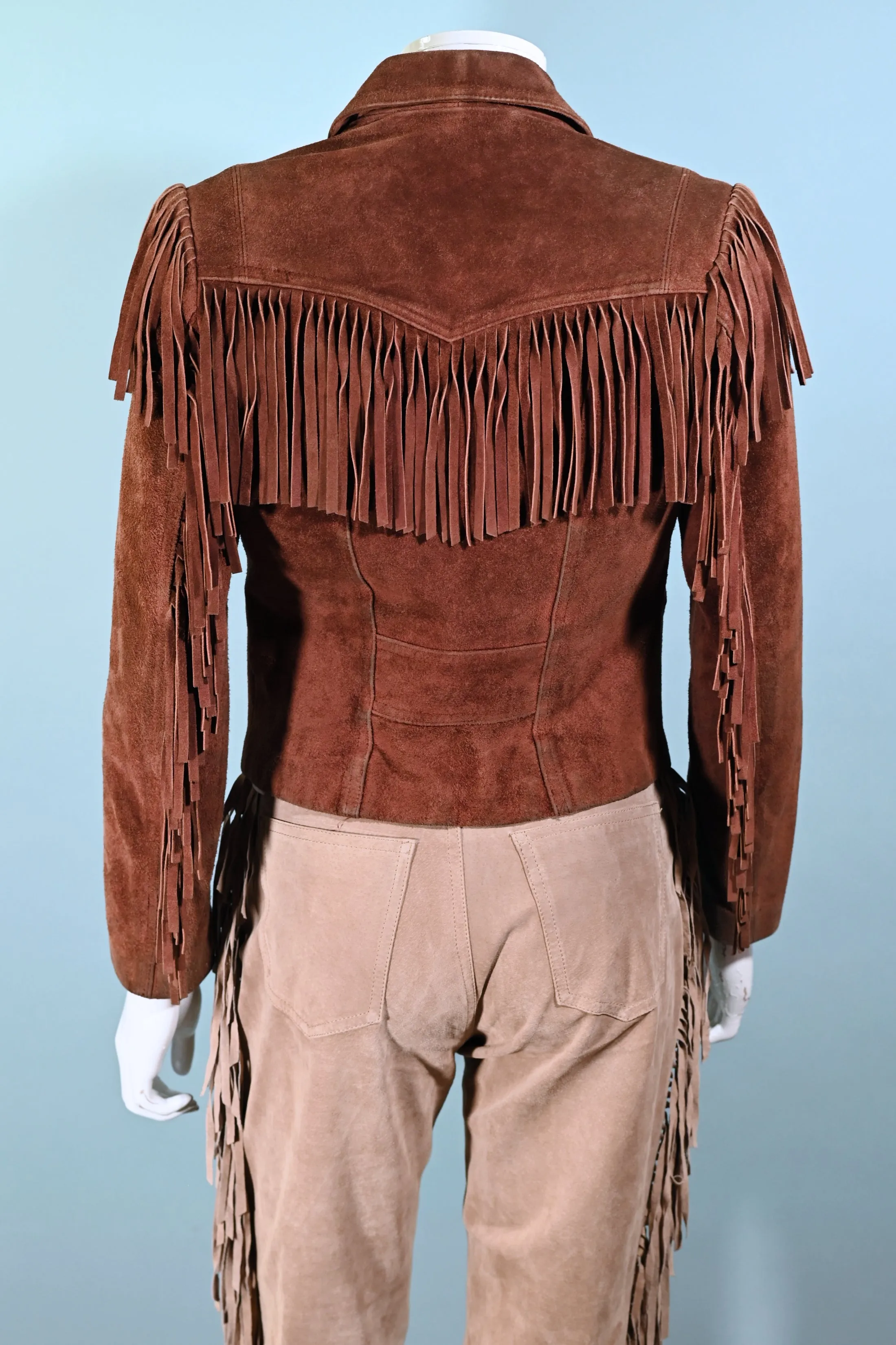 SOLD Vintage Cropped Suede Fringe Jacket, Rust Southwestern Jacket S