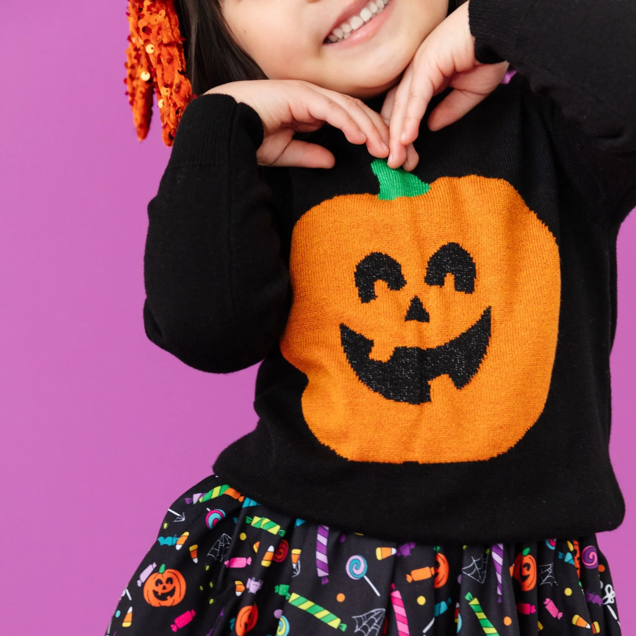 Sparkle Pumpkin Pullover Sweater