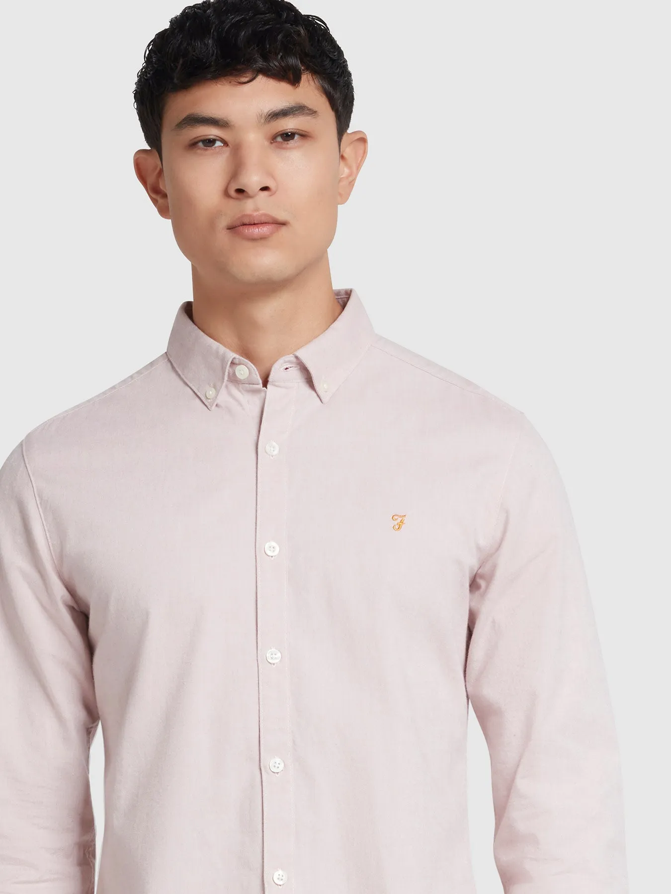 Steen Slim Fit Brushed Organic Cotton Shirt In Dark Pink