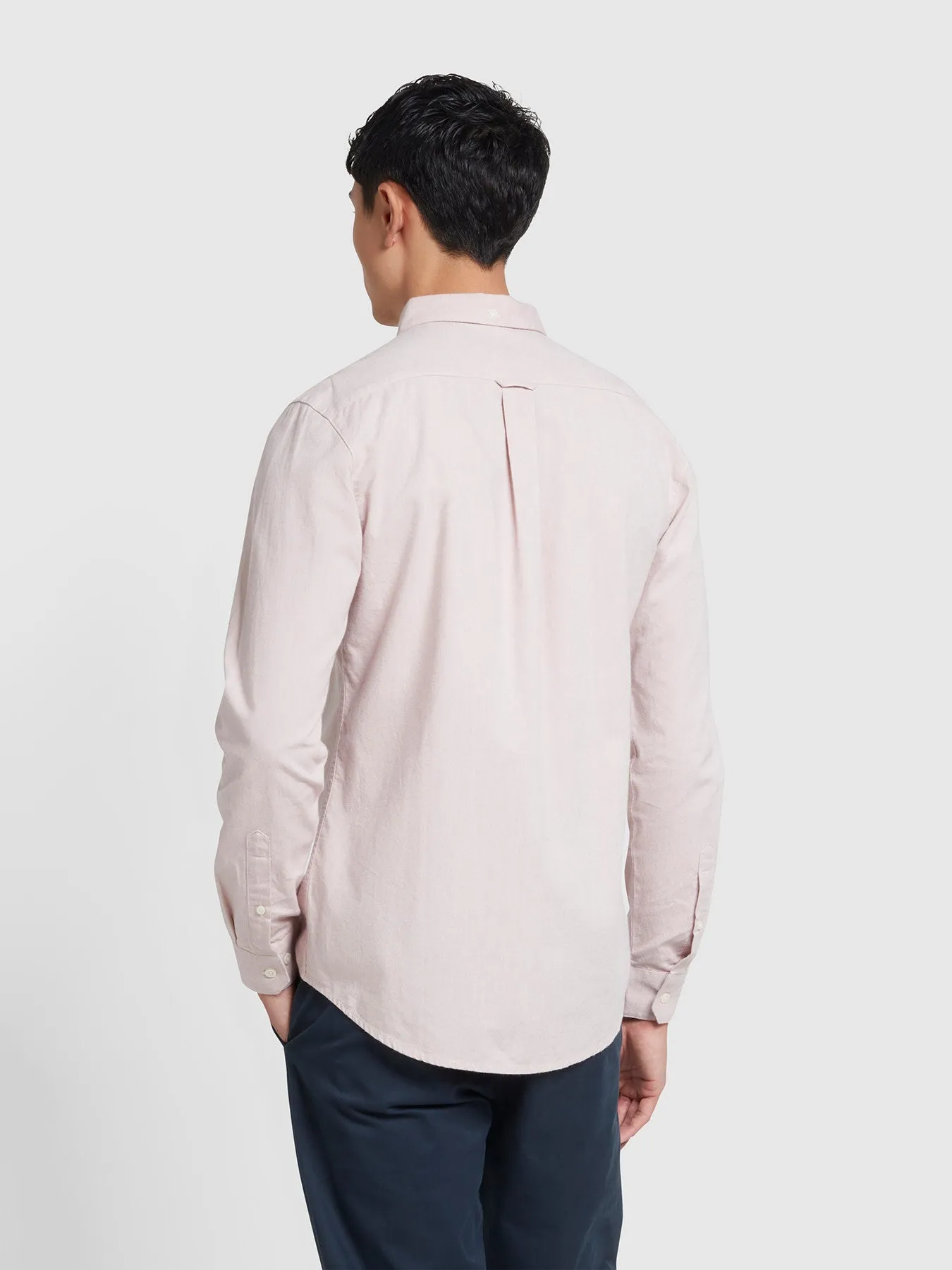 Steen Slim Fit Brushed Organic Cotton Shirt In Dark Pink