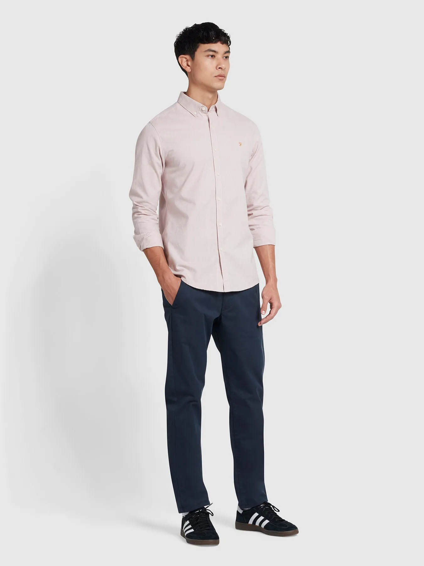 Steen Slim Fit Brushed Organic Cotton Shirt In Dark Pink