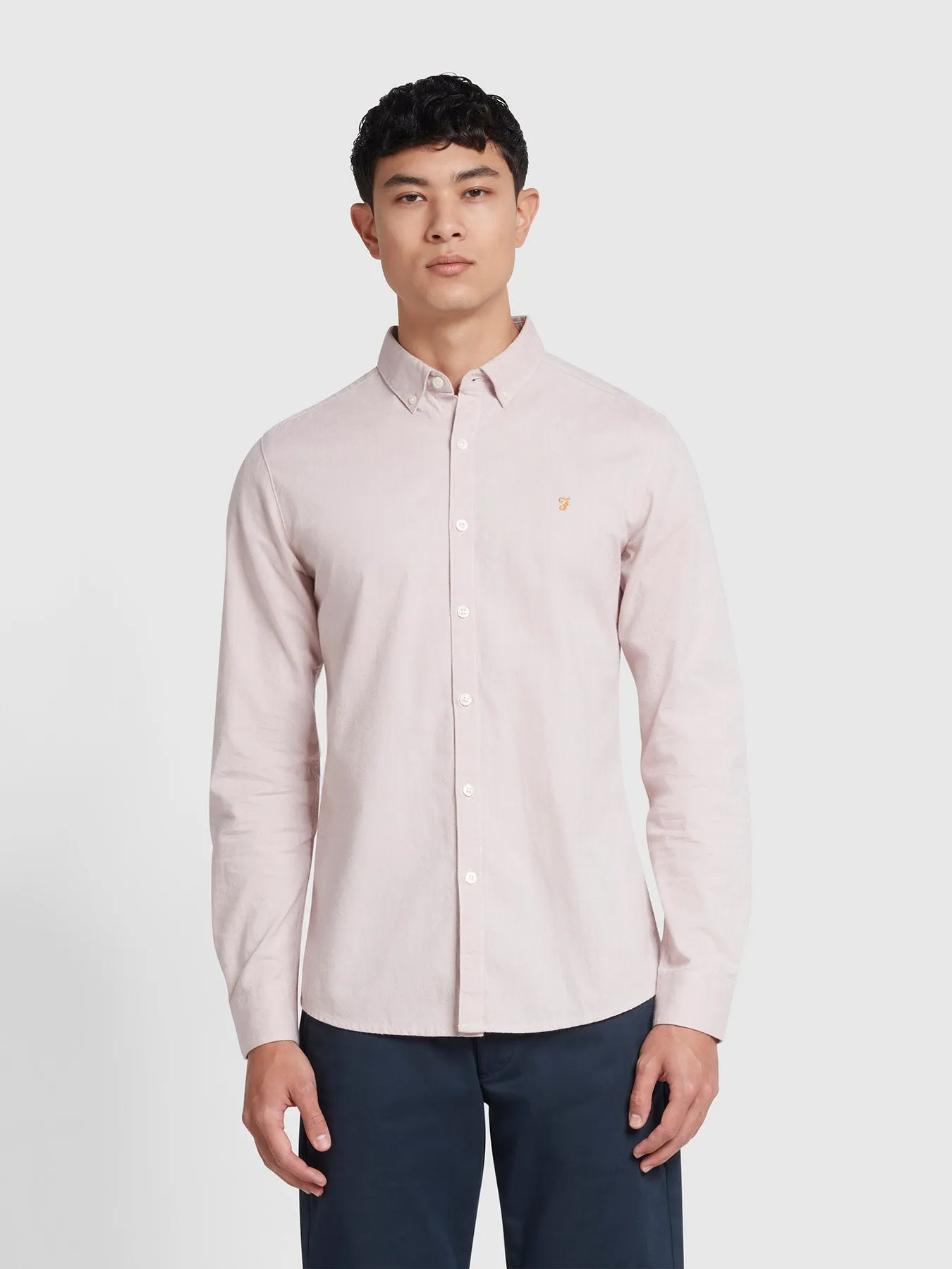 Steen Slim Fit Brushed Organic Cotton Shirt In Dark Pink