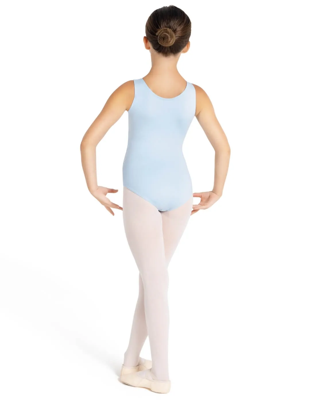 Studio Collection Pinch Front Tank Leotard - Girls SE1008c light blue