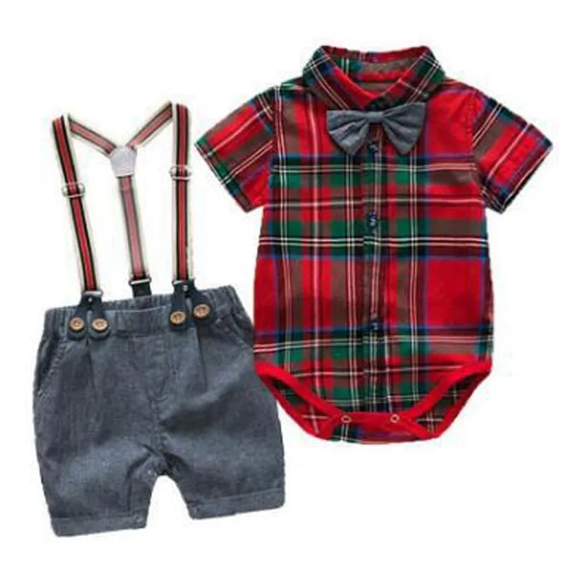 Stylish Summer Baby Boy Outfit (Shirt   Bow   Shorts   Suspenders)