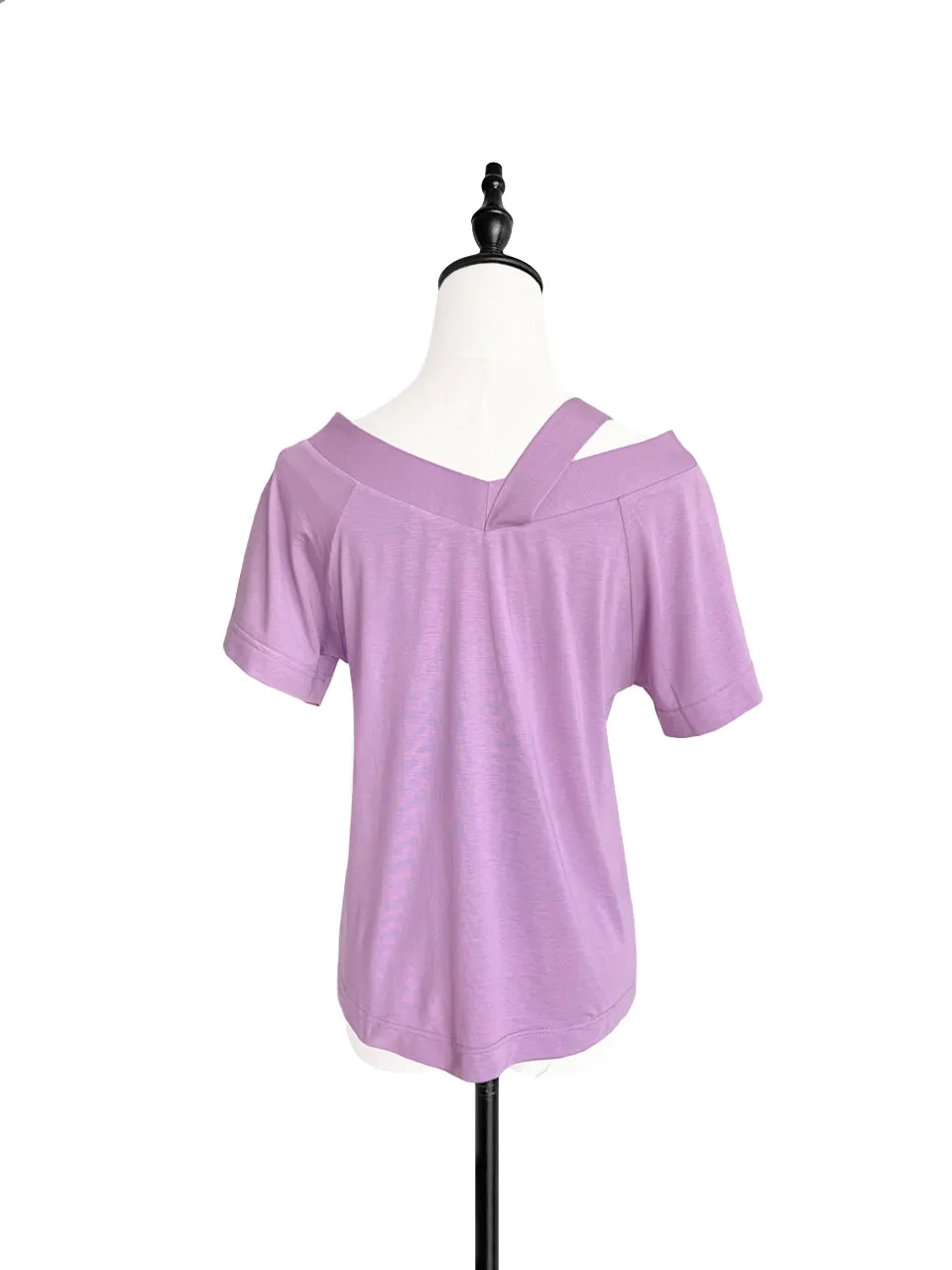 Surprise Sale! Tender Lavender Asymmetrical Shoulder 2-Way Cotton T-Shirt