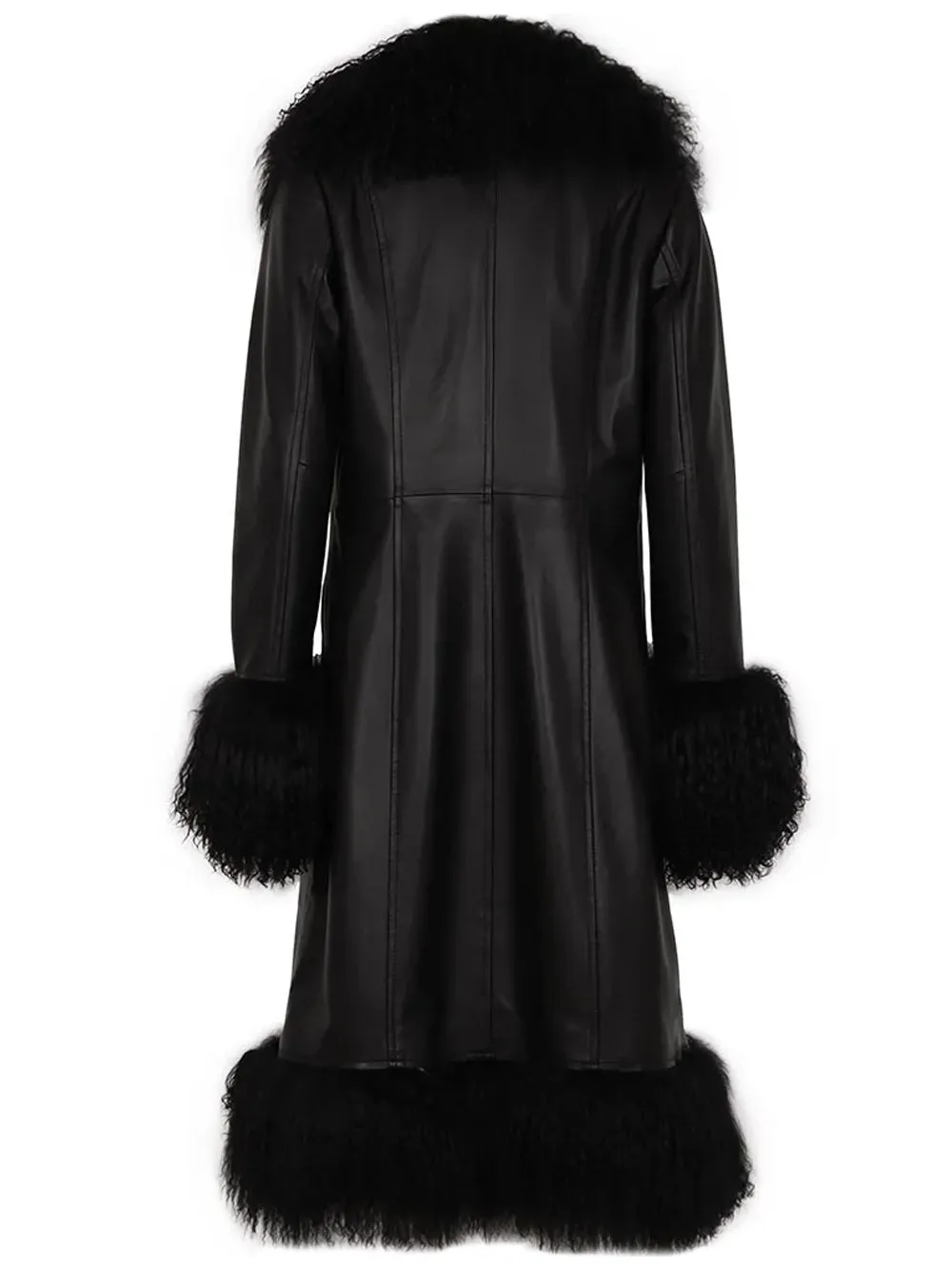 TAJE Shearling Trim Leather Coat